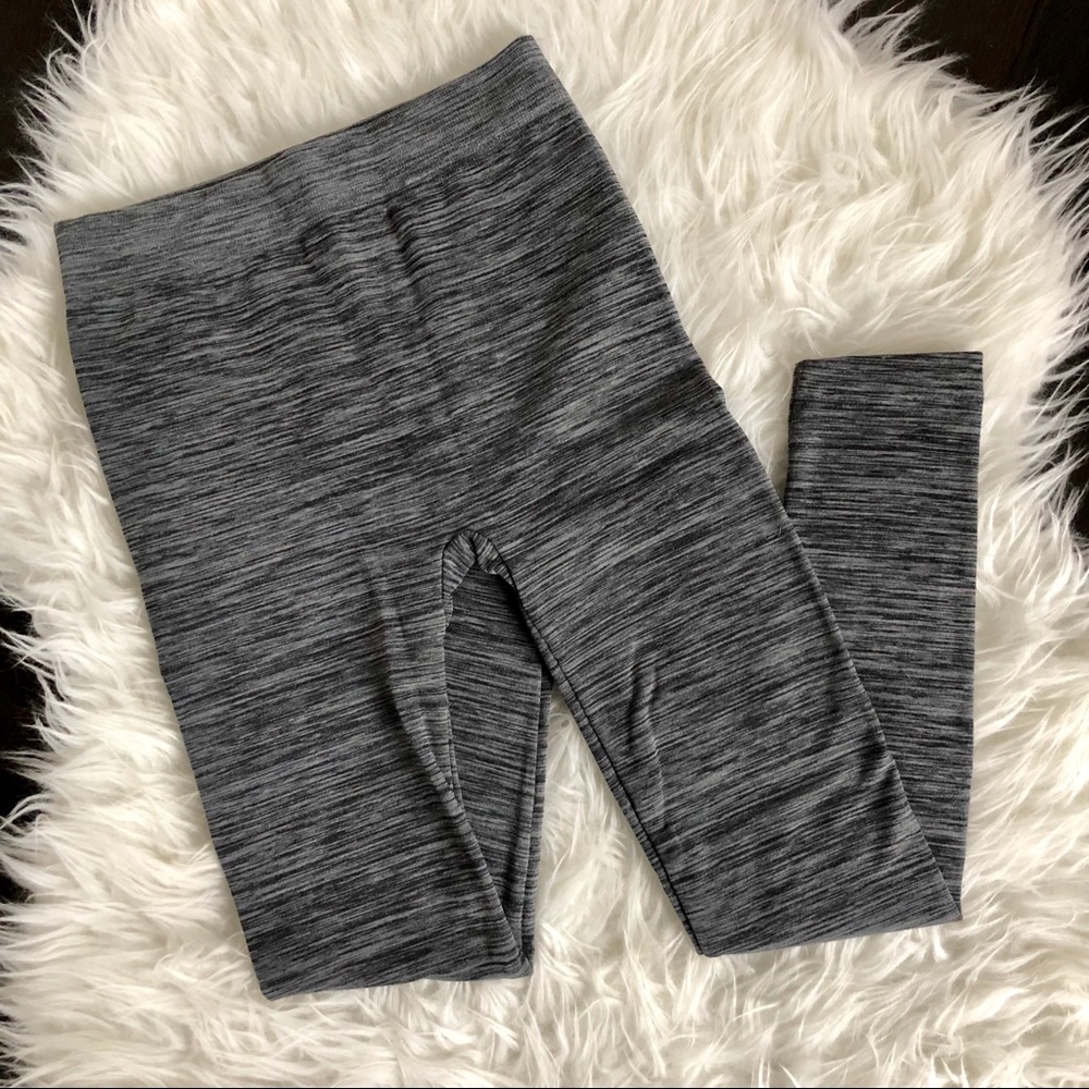 Fleece Lined, Nylon Leggings, Heather Gray